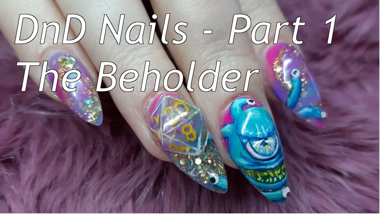 Dungeons and Dragons nails  part 1 - Painting the beholder with 3d glass eye