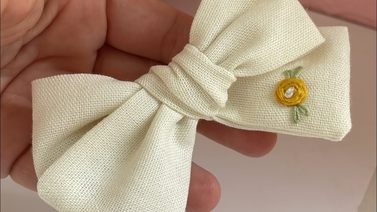 Bordado flor laço tecido #laco #diy