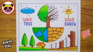 Earth Day Drawing / Earth Day Poster Drawing / Save Tree Save Earth Drawing / Save Earth Poster