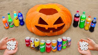 Giant Halloween Pumpkin Vs Coca Cola, Mentos & Popular Sodas