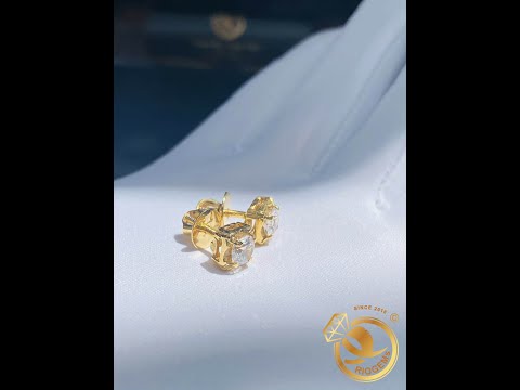 Bông tai VÀNG nữ 18K đính đá Cz trắng sang trọng
