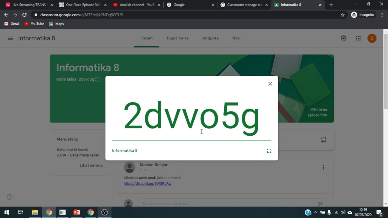 Cara Melihat Dan Membagikan Kode Kelas Google Classroom Youtube