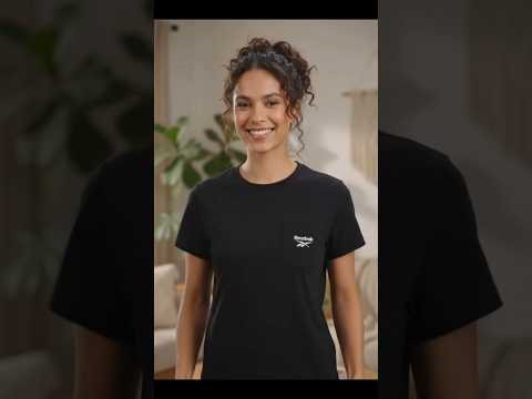 Женская футболка Reebok Original черная с карманом размер S, видео 1