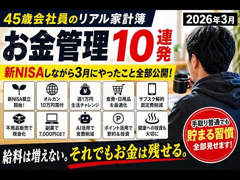 45歳会社員のリアル家計簿公開｜新NISAしながら3月にやったお金管理10連発【節約・副業】