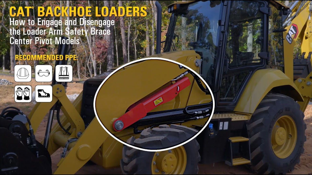 How to Engage/Disengage the Loader Arm Safety Brace on Cat® Center Pivot Backhoe Loaders