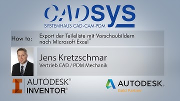 Microsoft Excel® - Export mit Thumbnails - Autodesk Inventor® - CADsys App
