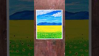Sky &amp; Flower Field #scenery #stepbystep Oil Pastels Drawing Tutorial 🌥️🌼✍️ #art #drawing #shorts