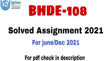 #ignou | BHDE 108 Solved assignment 2021 | #Samina_classes