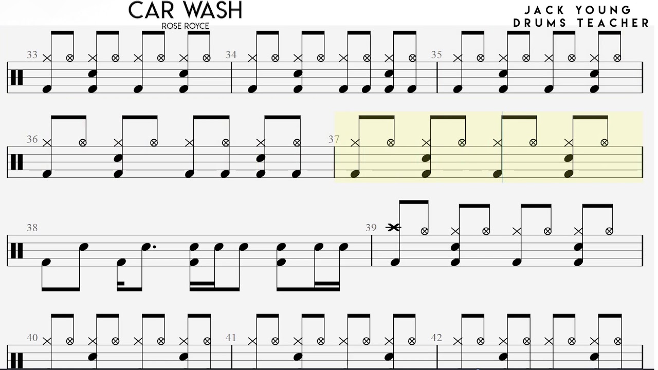 How to play Car Wash 🥁 on Drums - Trinity Rock & Pop Grade 4