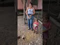 Cute Little Girl Feeding Chickens With Mom | Farm Life Moment | Adorable Family Farm Video