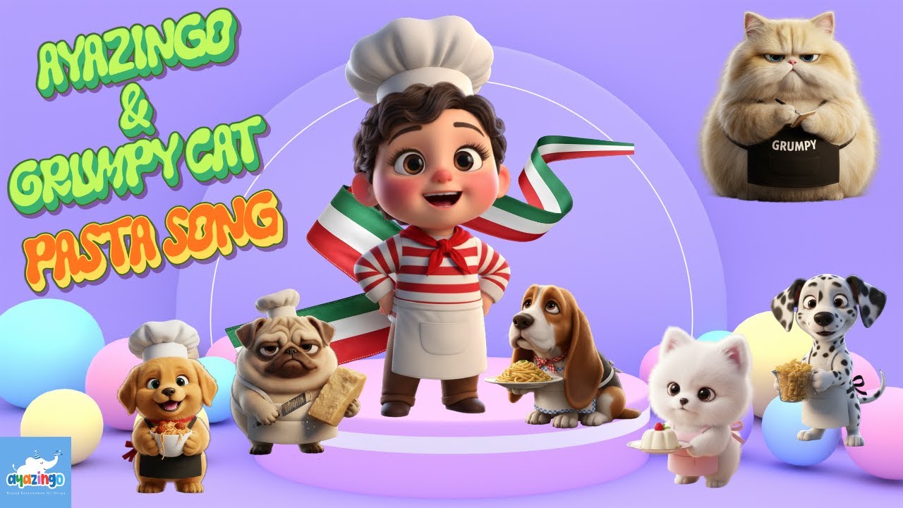 Ayazingo & The Grumpy Cat Pasta Song 🇮🇹 – Fun Entertaining Italian Rhythm for Kids! 🍝🎉 🤗