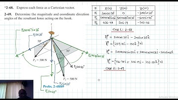 2–68, 2–69 Force Vector (Chapter 2: Hibbeler Statics) Benam Academy