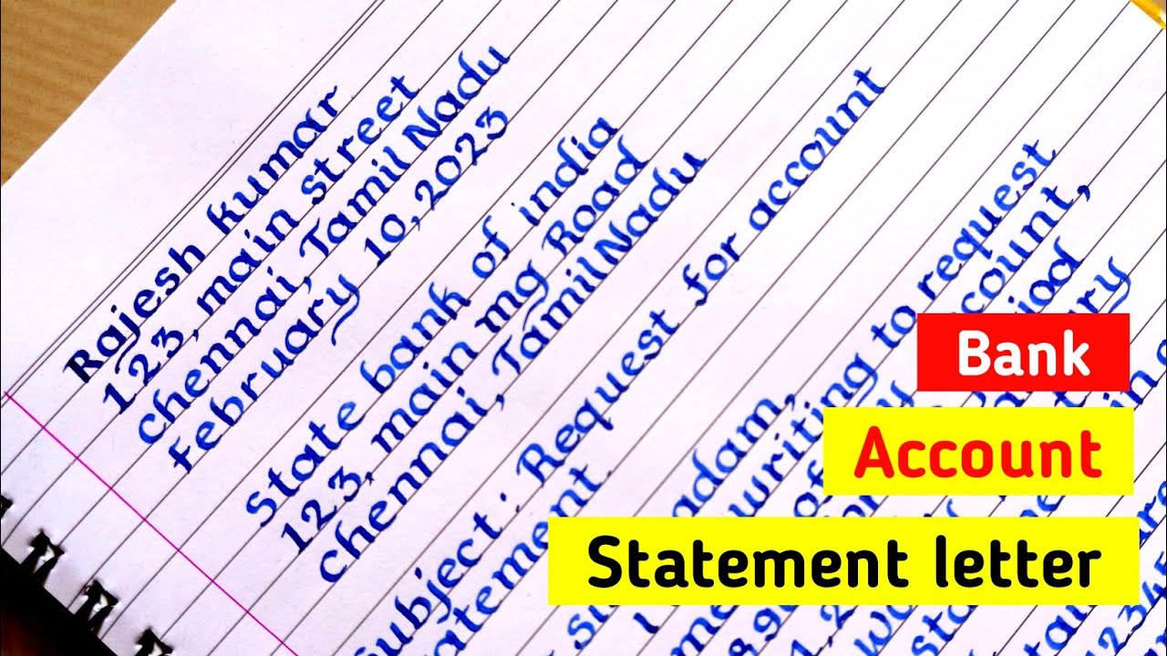 Letter To Bank For Account Statement in English-How to write a letter ...