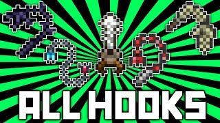 Terraria: Overview of ALL Hooks! (Spooky, Bat, Skeletron, Web Slinger, and MORE!) @demizegg