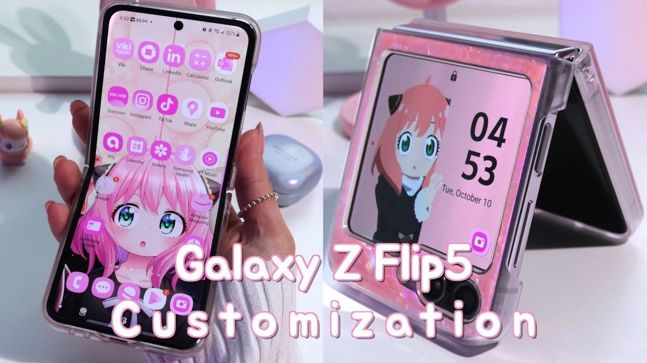 Galaxy Z Flip 5 Customization: Cute & aesthetic pink theme 🎀✨ 