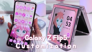 Galaxy Z Flip 5 Customization: Cute & aesthetic pink theme 🎀✨