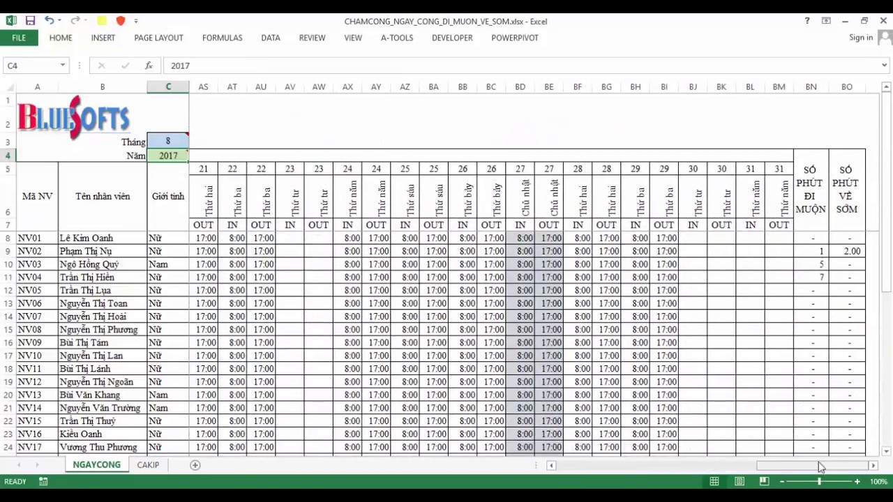 File mẫu bảng chấm công theo giờ bằng Excel-Tính số... - youtube
