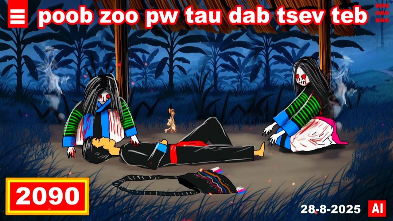 dab hais hmoob - 2090 - 28-8-2025 poob zoo pw tau dab tsev teb, นอนผิดที่,  The wrong place.