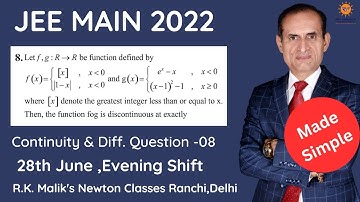 PYQ, JEE MAIN, Continuity, 28h June 2022, Evening shift, Question-8