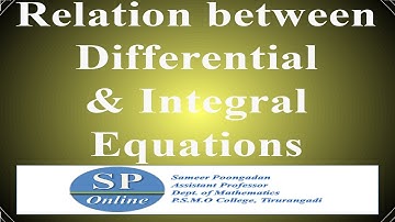 S3 M.Sc; Integral Equations; Lecture 2-Relation between Differential and Integral Equations