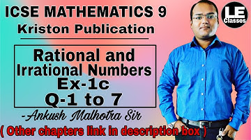 ICSE mathematics class 9 Ex-1c | Rational and Irrational Numbers | kriston publication solution