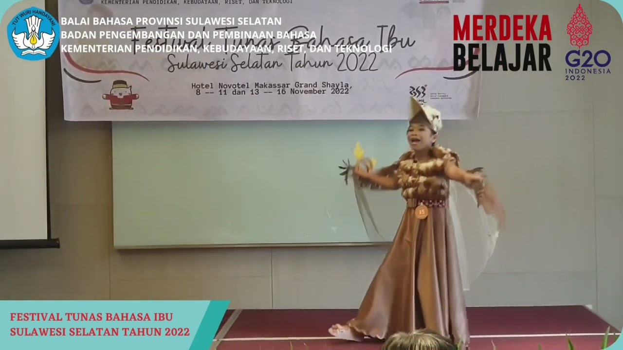 FTBI SULAWESI SELATAN TAHUN 2022 JUARA 1 MENDONGENG BAHASA TORAJA PUTRI DARI KAB. TANA TORAJA