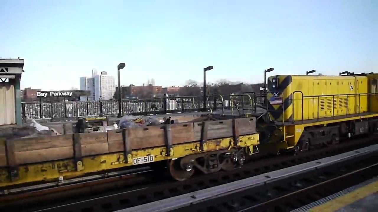 R43 R Train R43 Work Train Passing Bay Parkway - YouTube