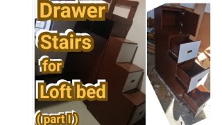 How to build Drawer stairs for Loft bed / bunk bed #DIY #Woodworkingproject #doityourself #loftbed