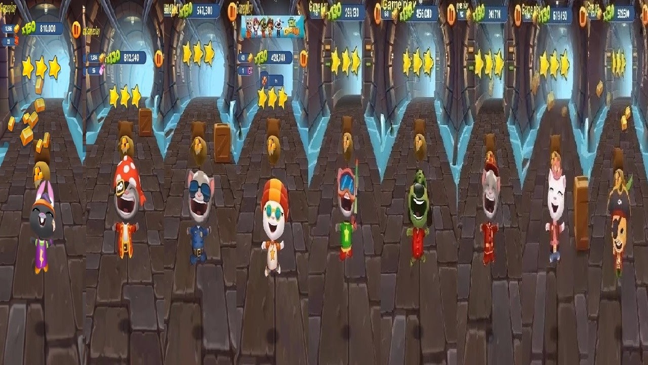 Talking Tom Gold Run Skater Becca VS Captain Officer  Splashy FIREMAN ZOMBIE GINGER Catch Raccoon