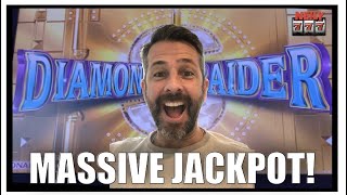 IT'S HUGE! Phenomenal JACKPOT HANDPAY on Diamond Raider Slot Machine! screenshot 4