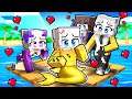 Un RAGAZZO SIRENA su una ZATTERA di SOLE RAGAZZE in Minecraft!