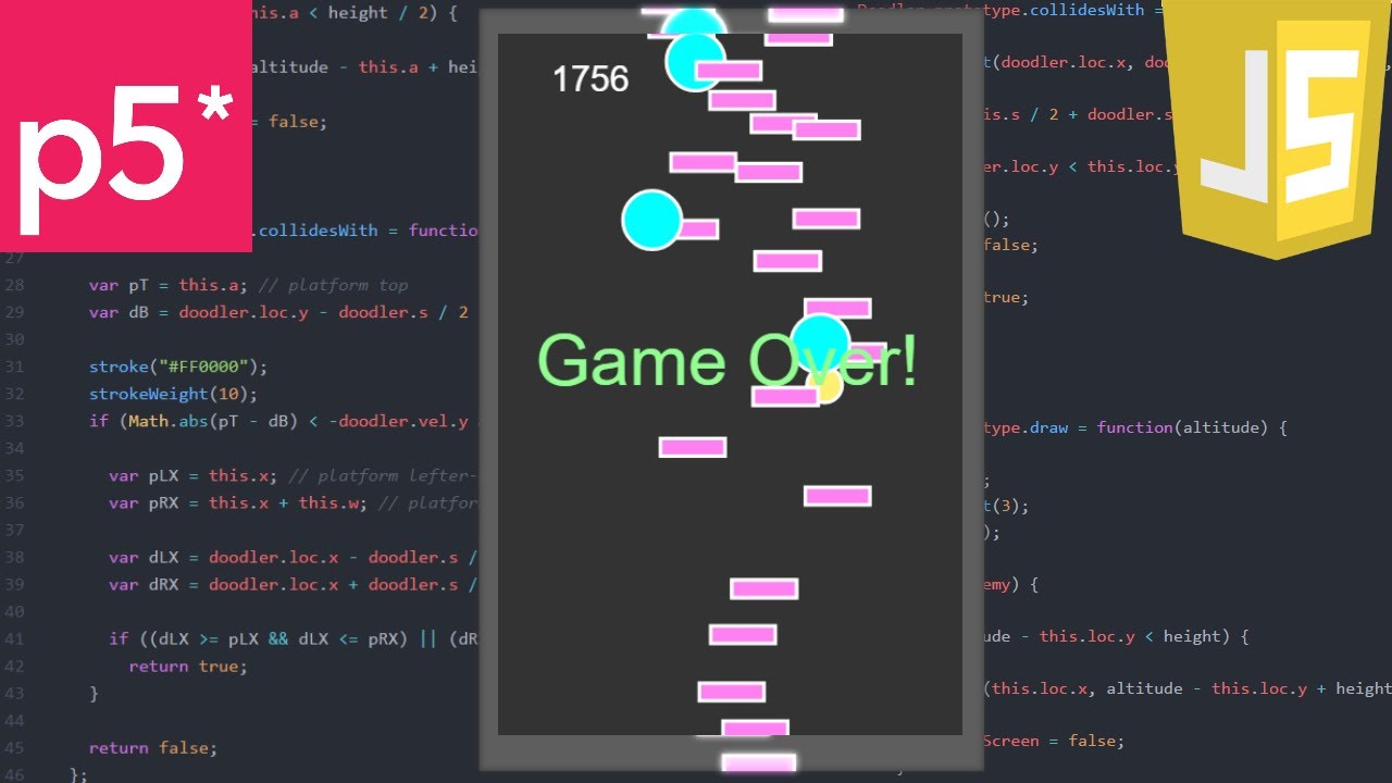 How to make a Doodle Jump Game in JavaScript and P5 play Tutorial 