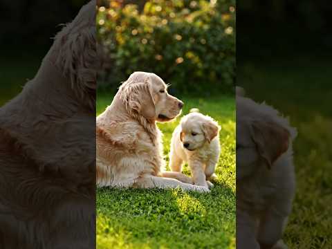 Golden Retriever Puppy Plays with Mom 🐶💛 Cutest Moment Ever! #Shorts #CuteDogs #GoldenRetriever