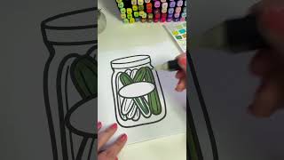 Coloring this pickle jar from our Sweet & Salty coloring book #coloring #coloringbook #colouring