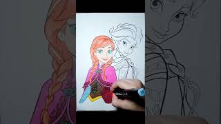Coloring pages for kids! Coloring Anna and Elsa from the cartoon 'Cold Heart'!!