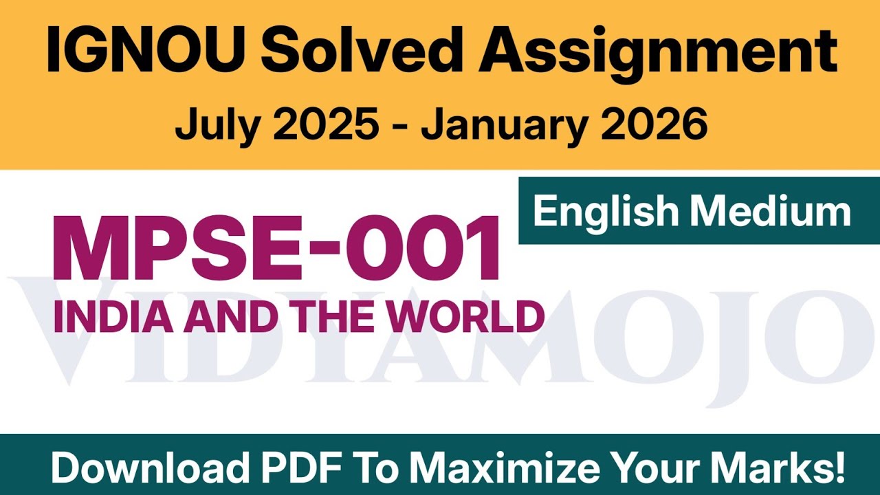 IGNOU MPSE 001 Solved Assignment 2025-26 English Medium PDF Download