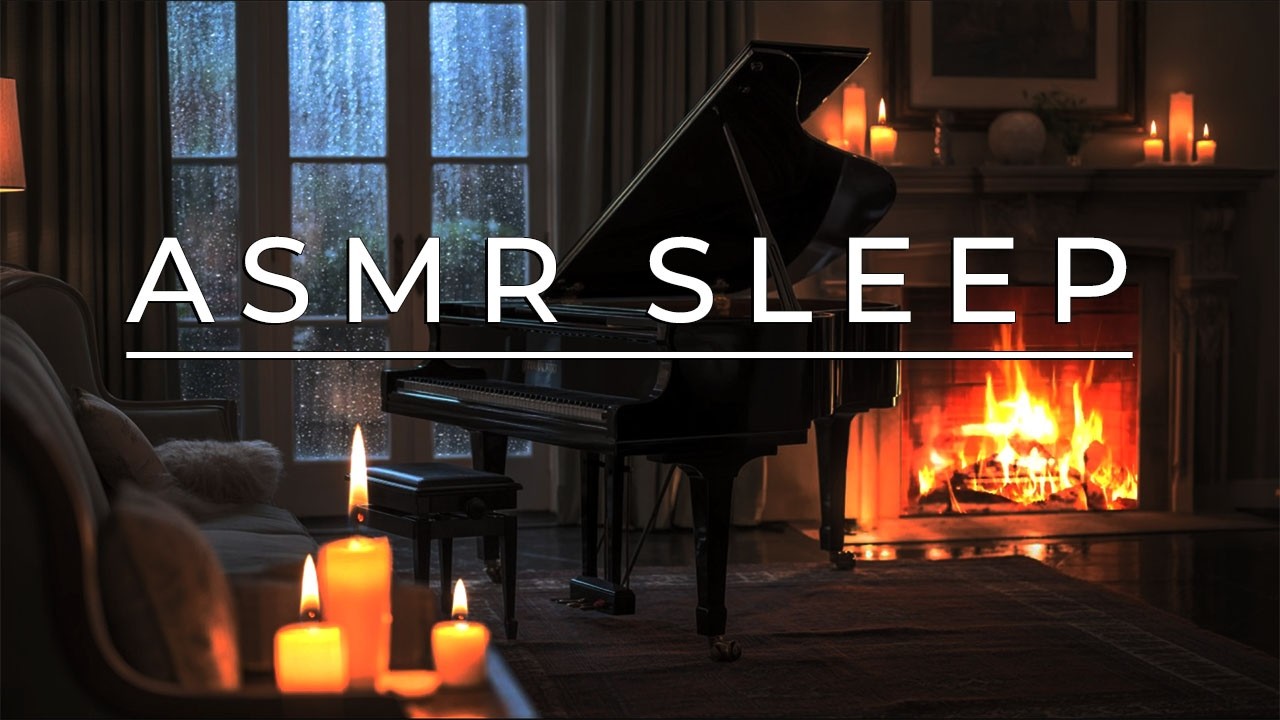 🔴 FALL ASLEEP FAST 🌙 Piano Music with Rain & Fireplace for Deep Sleep ...