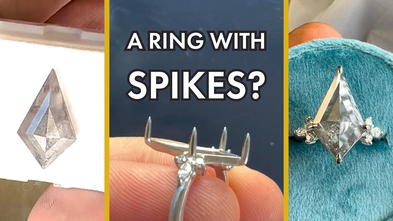 5 carat &ldquo;salt & pepper&rdquo; kite shape diamond. Stone setting in platinum tutorial.
