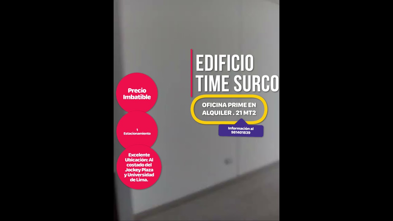 Oficina Prime en Alquiler en Time Surco