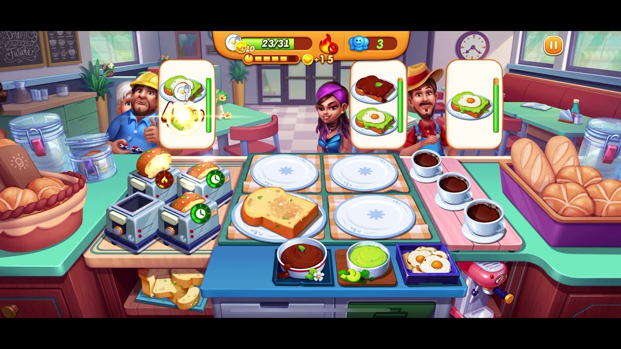 Cooking City Breakfast Bar Levels 8-14  3 stars