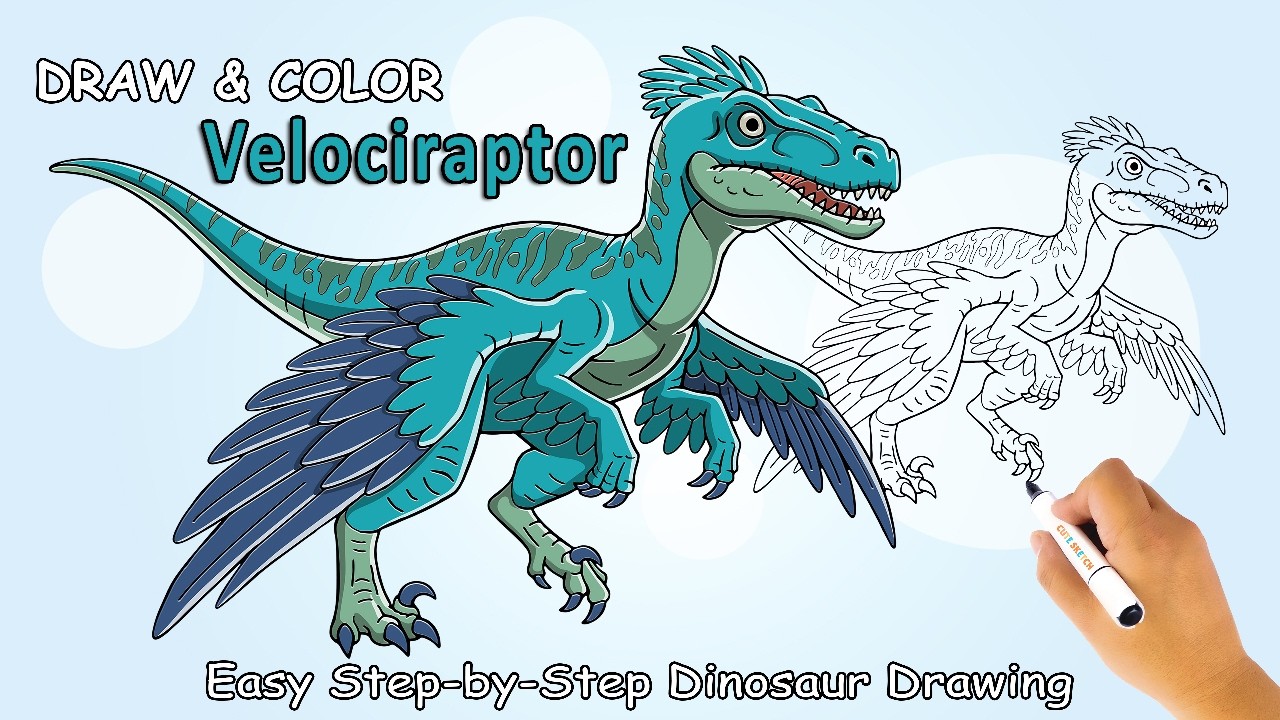 Draw & Color Prehistoric Animals | Velociraptor