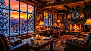 Deep Sleep Cozy Cabin Fireplace ❄️ Crackling Fire &amp; Soft Piano | Snowfall Night