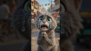 😭 Bhookha Billa Roti Maangta Raha 😂 | Funny Cat Animation Hindi #cat #funny #sad #shorts