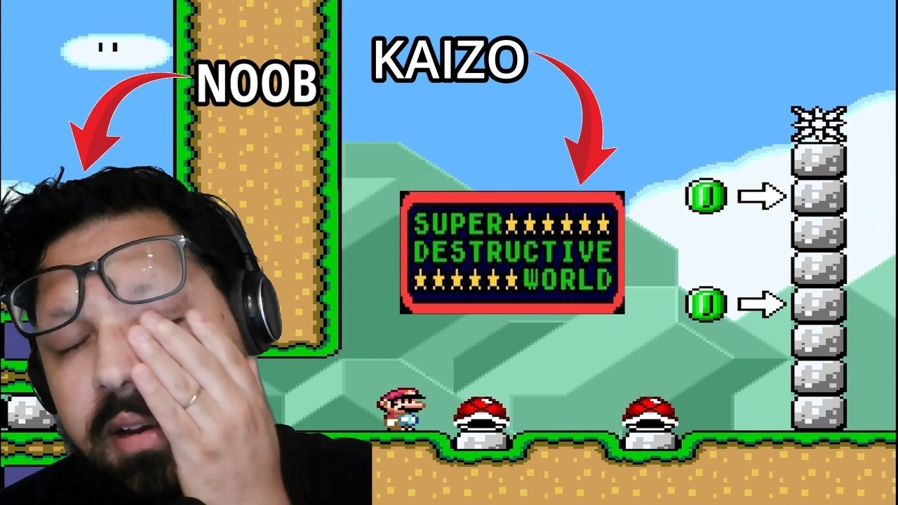 Kaizo Noob Suffers Through An Easy Rom hack - Super Destructive World (Part 1)
