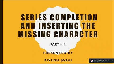 Chapter -1|| Series Completion & Inserting the missing character|| Part -4||