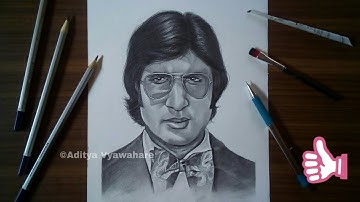 Drawing Amitab Bachan pencile sketch🔥Easy step for beginners by Aditya Vyawahare Art