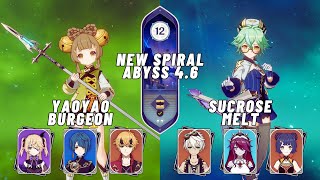 Yaoyao Burgeon & Sucrose Melt | New Spiral Abyss 4.6 Floor 12 9 Stars | Genshin Impact