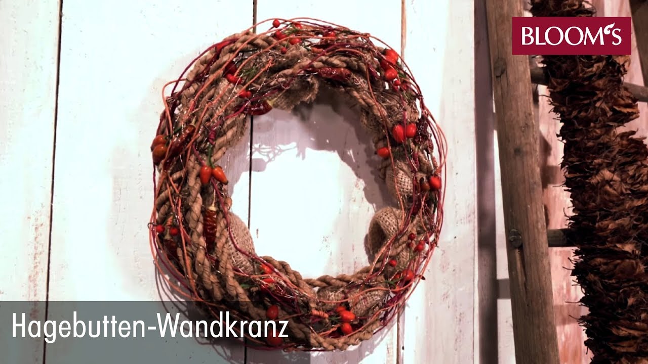 Hagebutten-Wandkranz | DIY Herbstdeko | autumn decoration | BLOOM’s Floristik