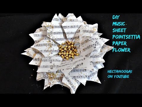 music-sheet-pointsettia,-paper-crafts,-christmas-ornaments,-holiday-decor